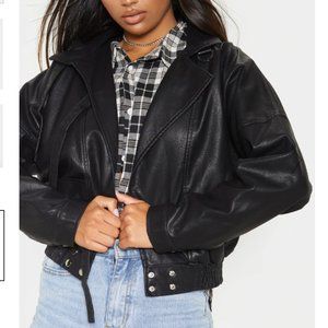 BLACK OVERSIZED 80'S STYLE LEATHER BIKER